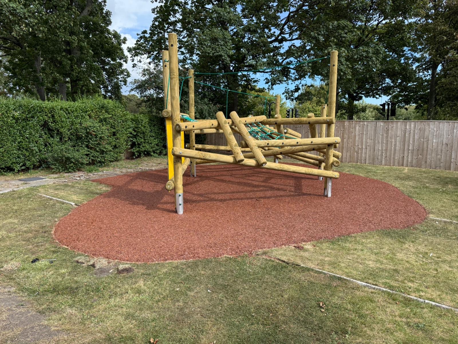Timber Obstacle Course with Green Safety Surfacing